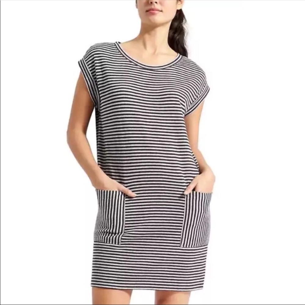 Athleta Ease up Black and Grey Sweater Dress